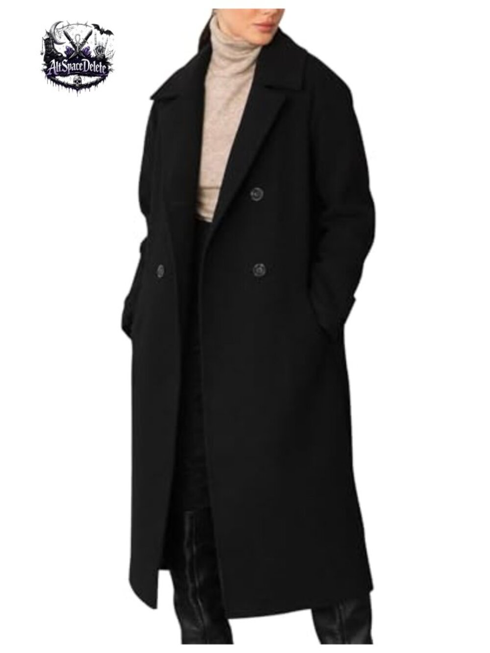 Women's Long Notch Lapel Double Breasted Peacoat Fall Winter Coat